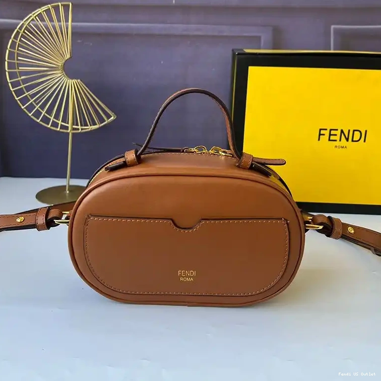 Vintage HOT Fendi Case Calf Brown O'Lock Camera Mini Leather In 0406